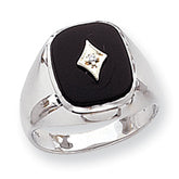 14K White Gold Polished Mens Diamond And Onyx Ring Mounting